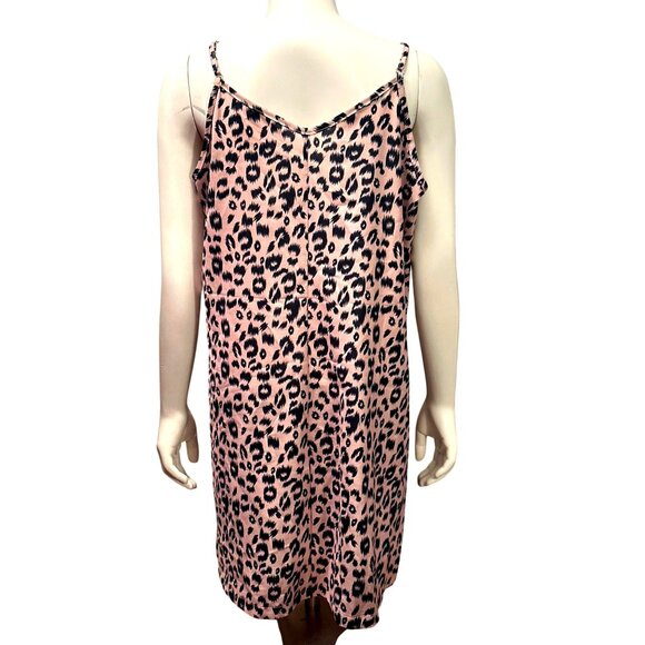 CCC Spaghetti Straps Brown Black Leopard Print Pullover Buttons Dress Adjustable - Picture 3 of 6